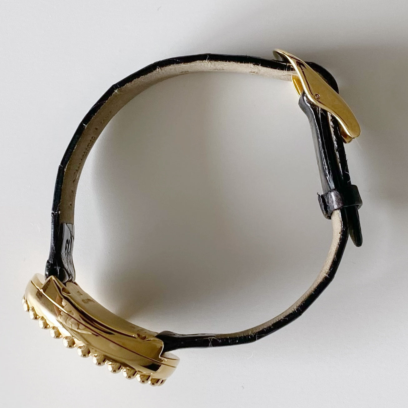 Dior 1990s Baignoire Gold Plated Leather Watch