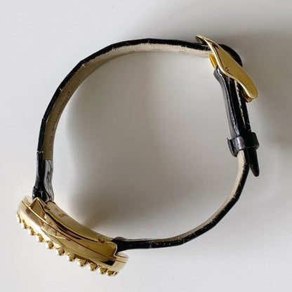 Dior 1990s Baignoire Gold Plated Leather Watch