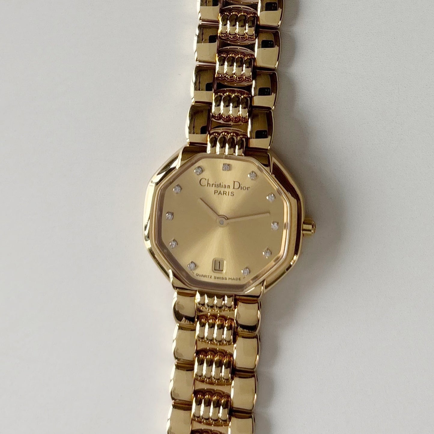 Dior 1990s Octagon Gold Plated Watch