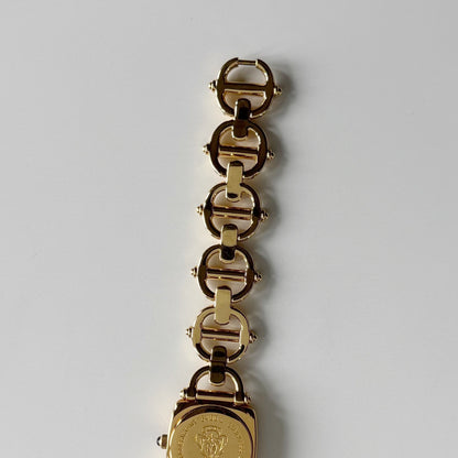 Gucci 1990s Black Dial Gold Plated Horsebit Watch
