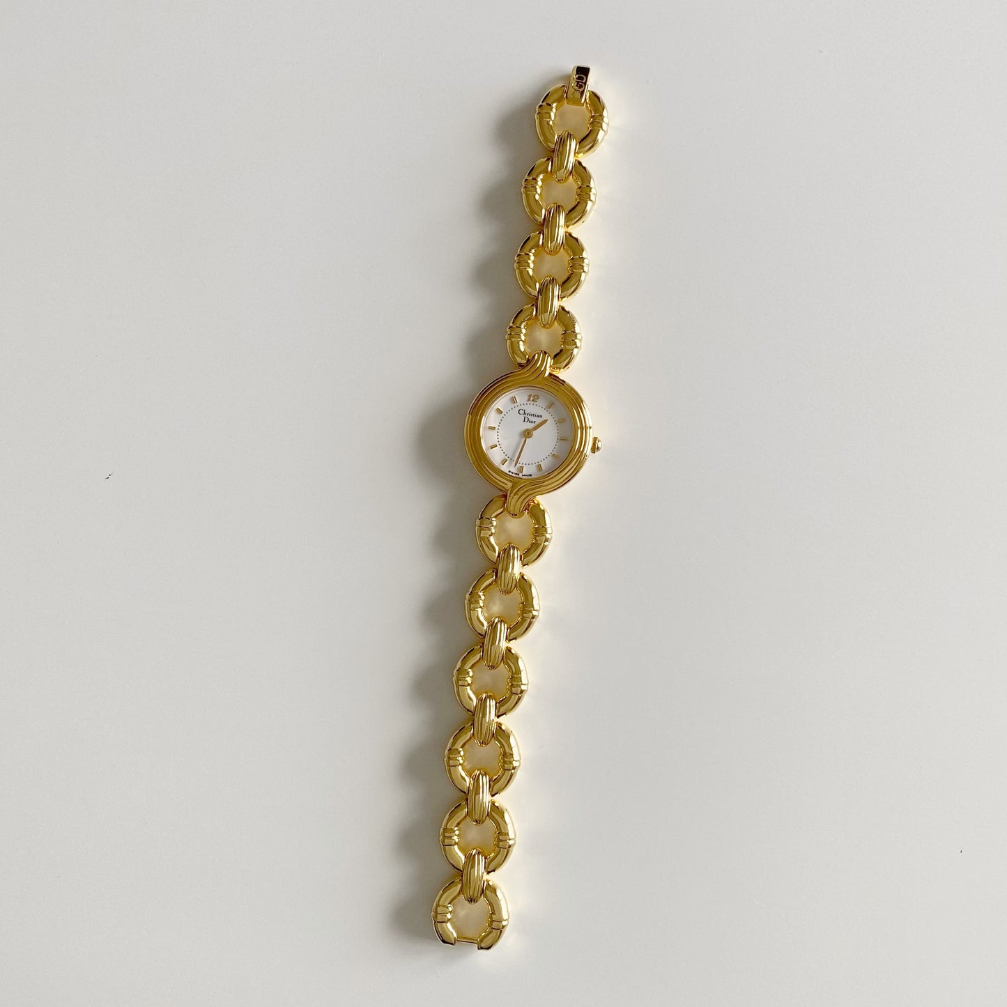 Dior 1990s Round Dial Gold Plated Watch