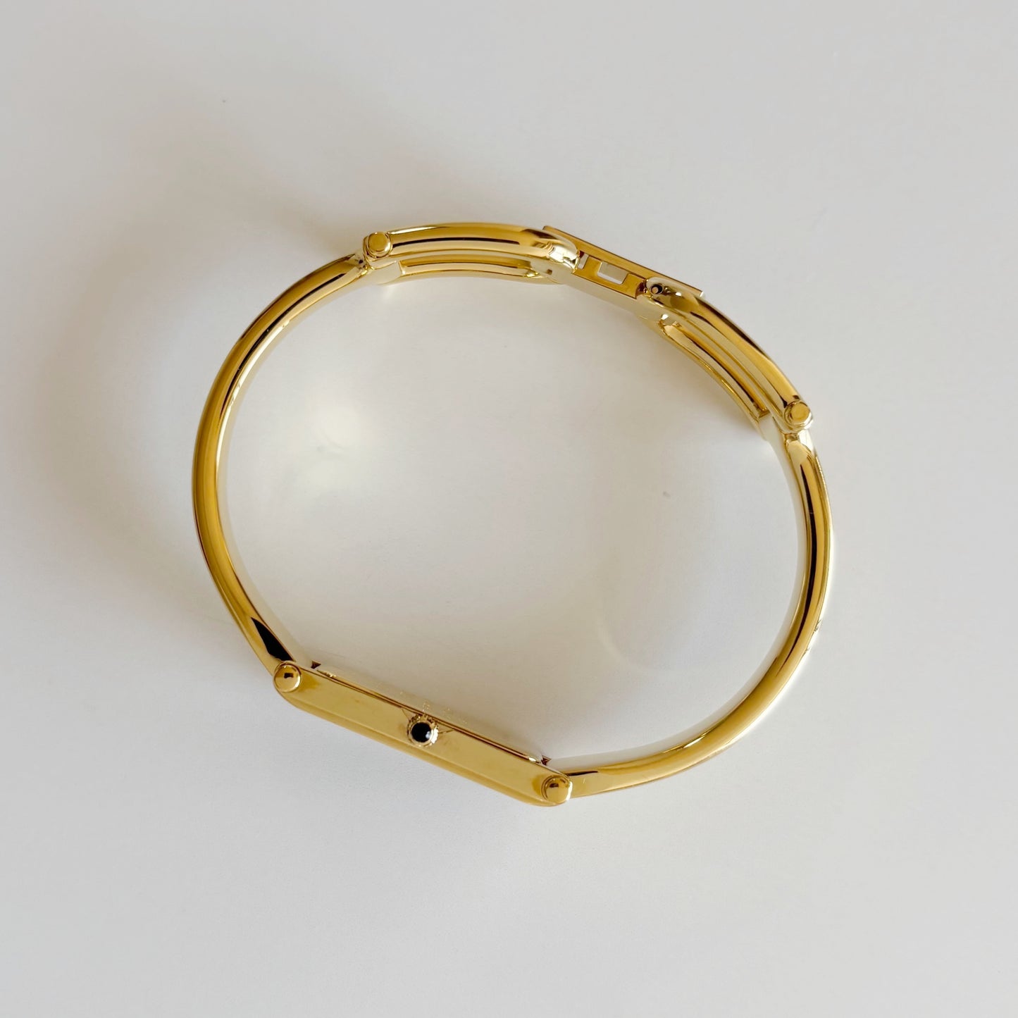 Gucci 1990s Black Dial Gold Plated Bangle Watch