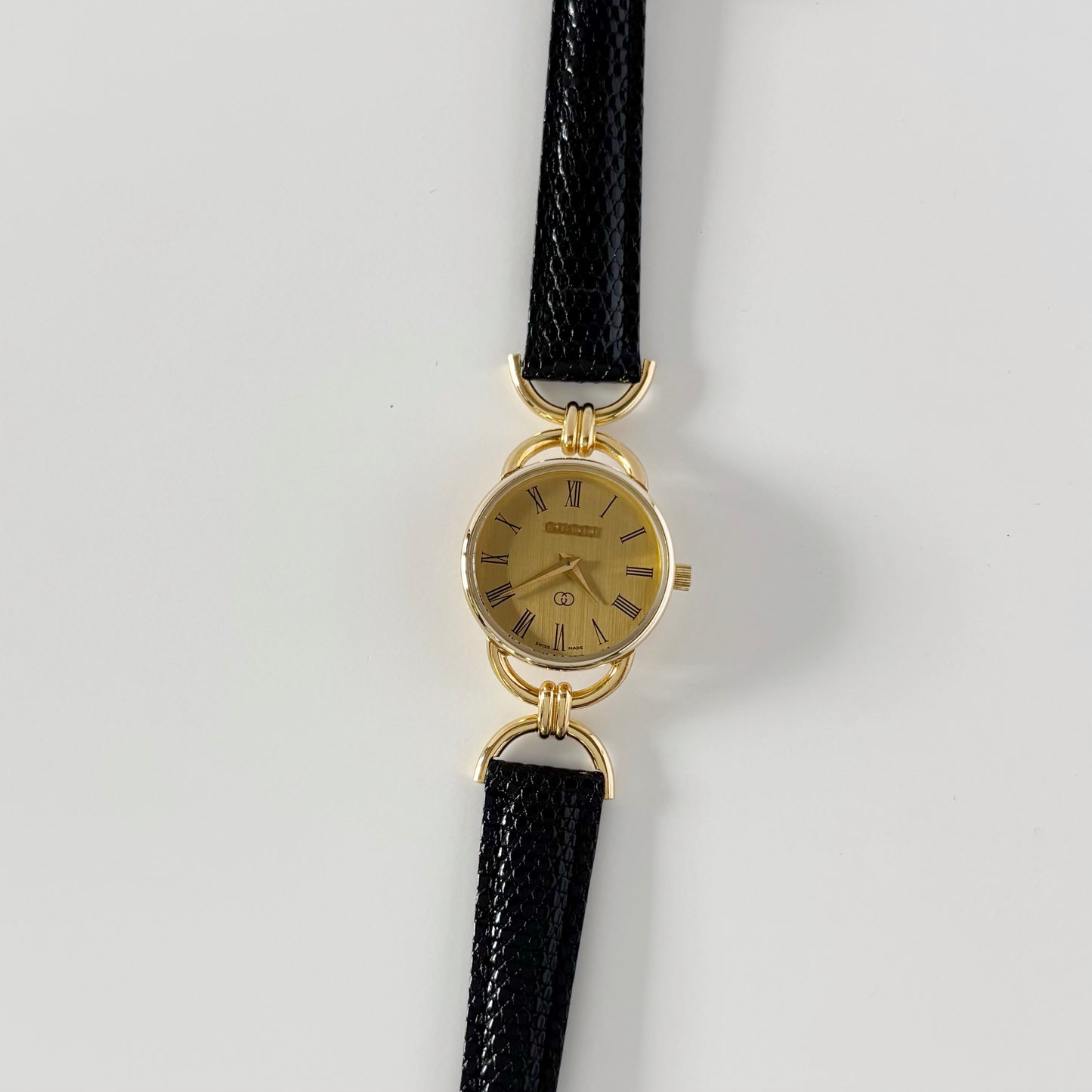 Gucci 1990s Gold Dial Gold Plated Horsebit Watch