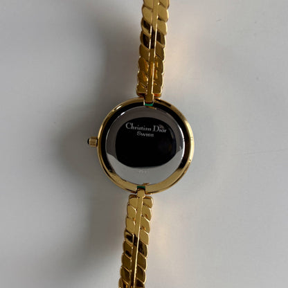Dior 1990s Interchangeable Bezel Gold Plated Watch with 3 bezels