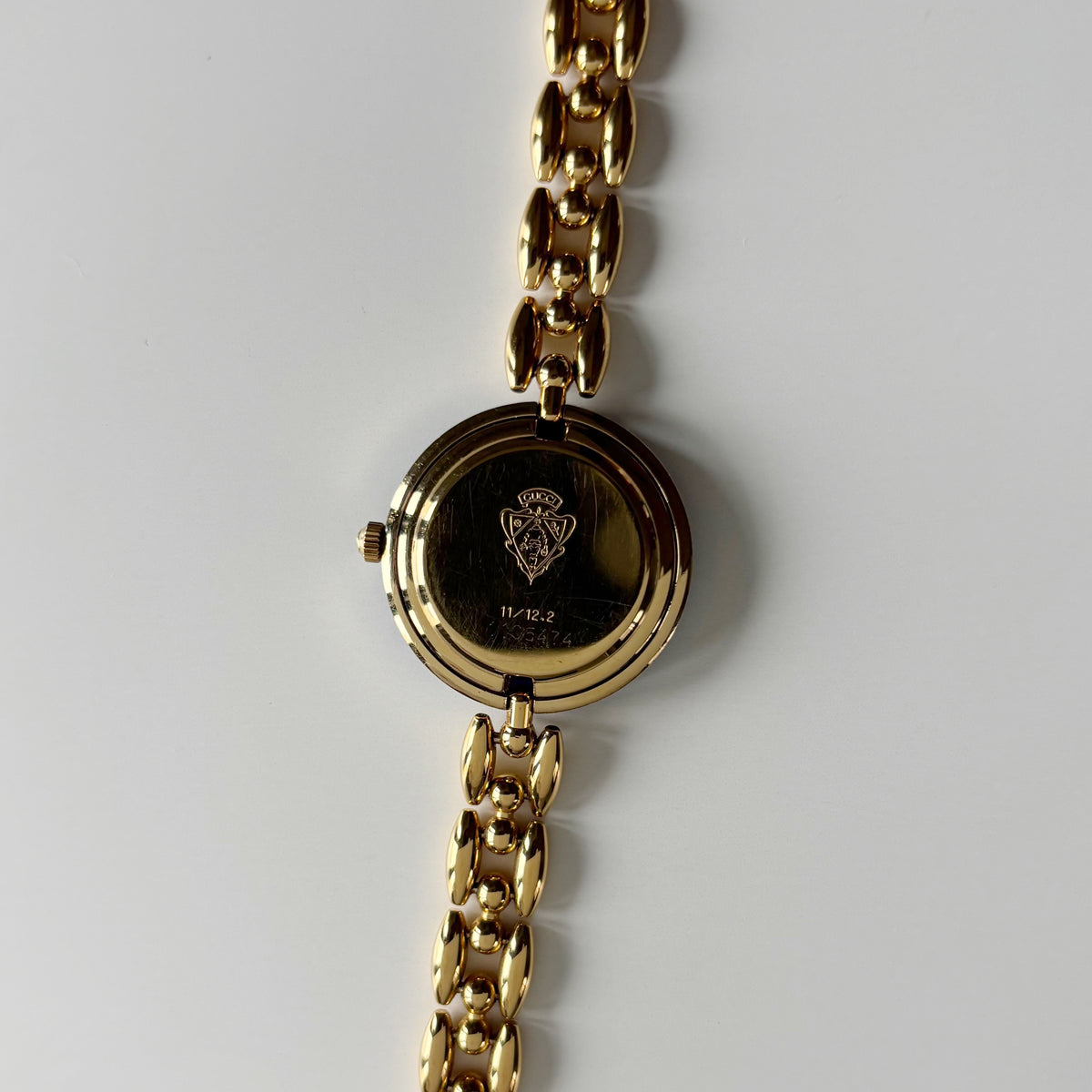 Gucci 1990s Interchangeable Bezel Gold Plated Rice Chain Watch with 6 bezels, case (160mm)