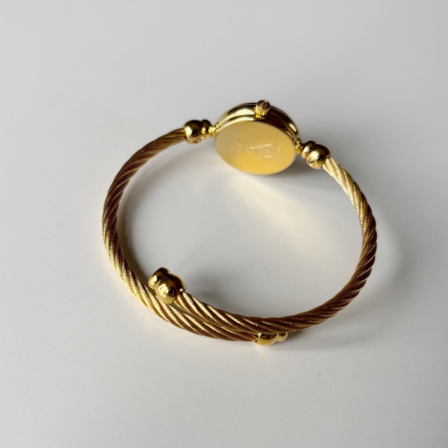 Gucci 1990s Black Dial Gold Plated Cable Bangle Watch