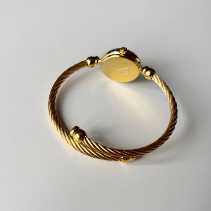 Gucci 1990s Black Dial Gold Plated Cable Bangle Watch