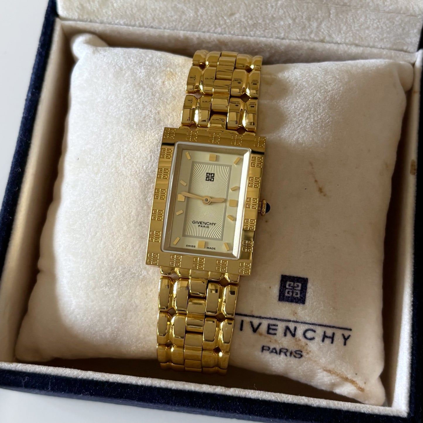 Givenchy 1990s Rectangular Gold Plated Watch