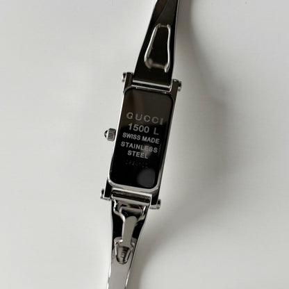 Gucci 1990s Rectangular Dial Silver Bangle Watch