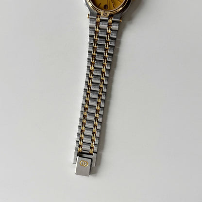Gucci 1990s Round Dial Two Tone Gold Plated Watch