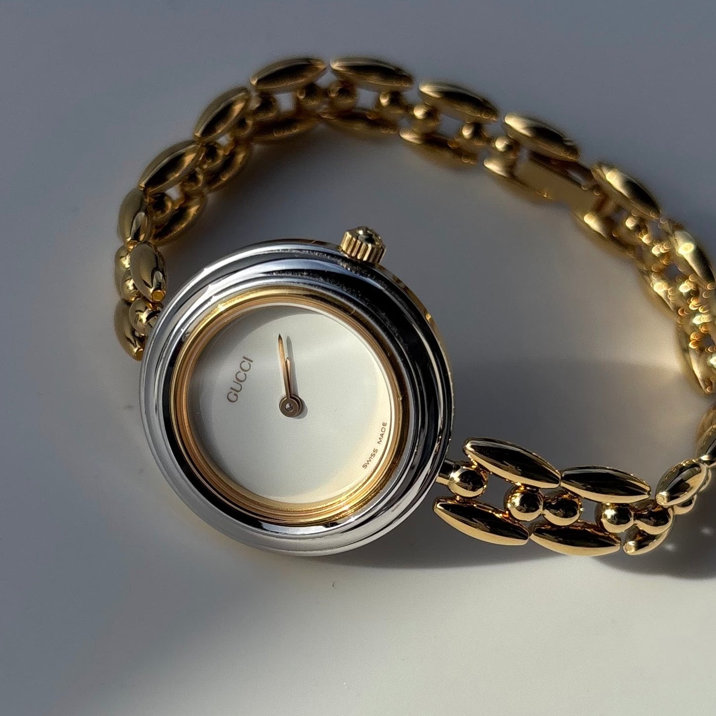 Gucci 1990s Interchangeable Bezel Gold Plated Watch with 6 bezels, case (160mm)