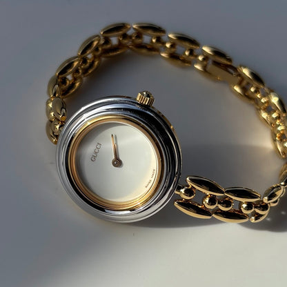 Gucci 1990s Interchangeable Bezel Gold Plated Watch with 6 bezels, case (160mm)