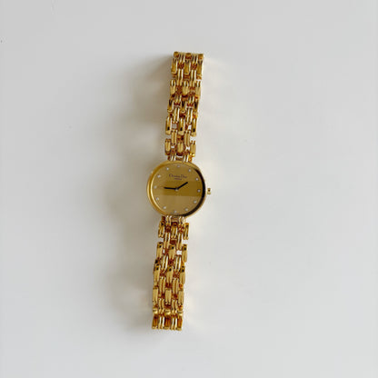 Dior 1990s Round Gold Dial Gold Plated Watch