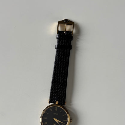 Gucci 1990s Black Round Dial Gold-Plated Sherry Watch (Large)