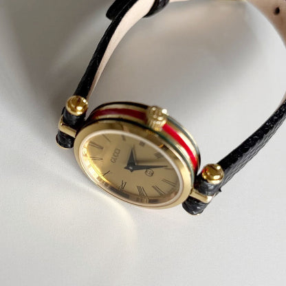 Gucci 1990s Round Dial Gold Plated Watch