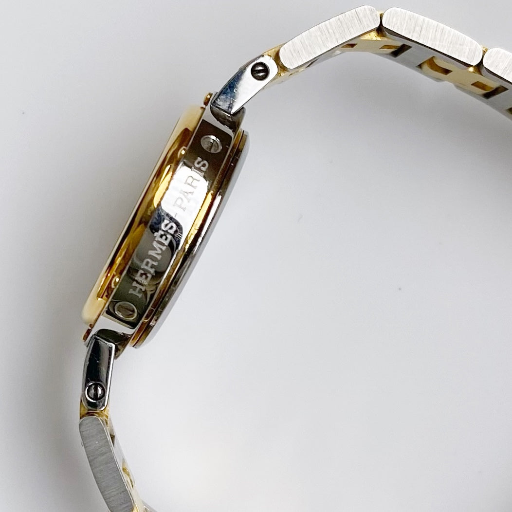 Hermés 1990s Clipper Round Two Tone Watch