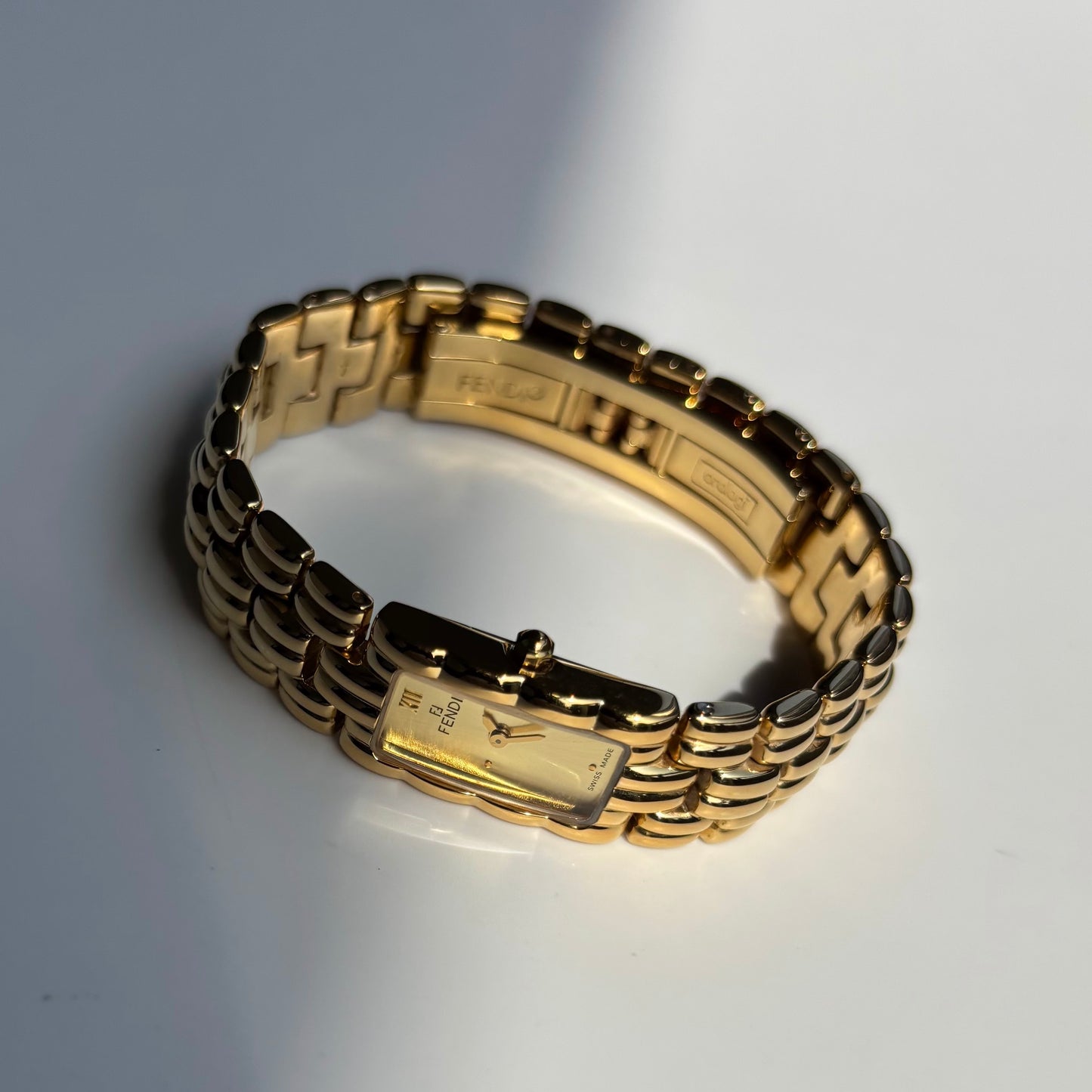Fendi 1990s Gold Dial Gold Plated Watch