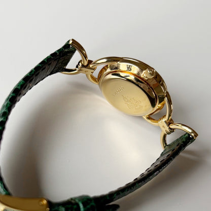 Gucci 1990s Seashell Dial Gold Plated Horsebit Watch