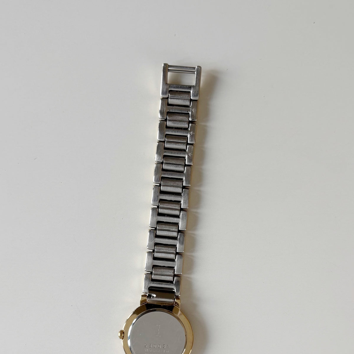 Yves Saint Laurent 1990s Cream Round Dial Two-Tone Gold-Plated Watch