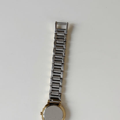 Yves Saint Laurent 1990s Cream Round Dial Two-Tone Gold-Plated Watch