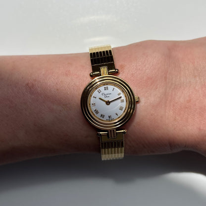 Dior 1990s Round Dial Gold Plated Watch