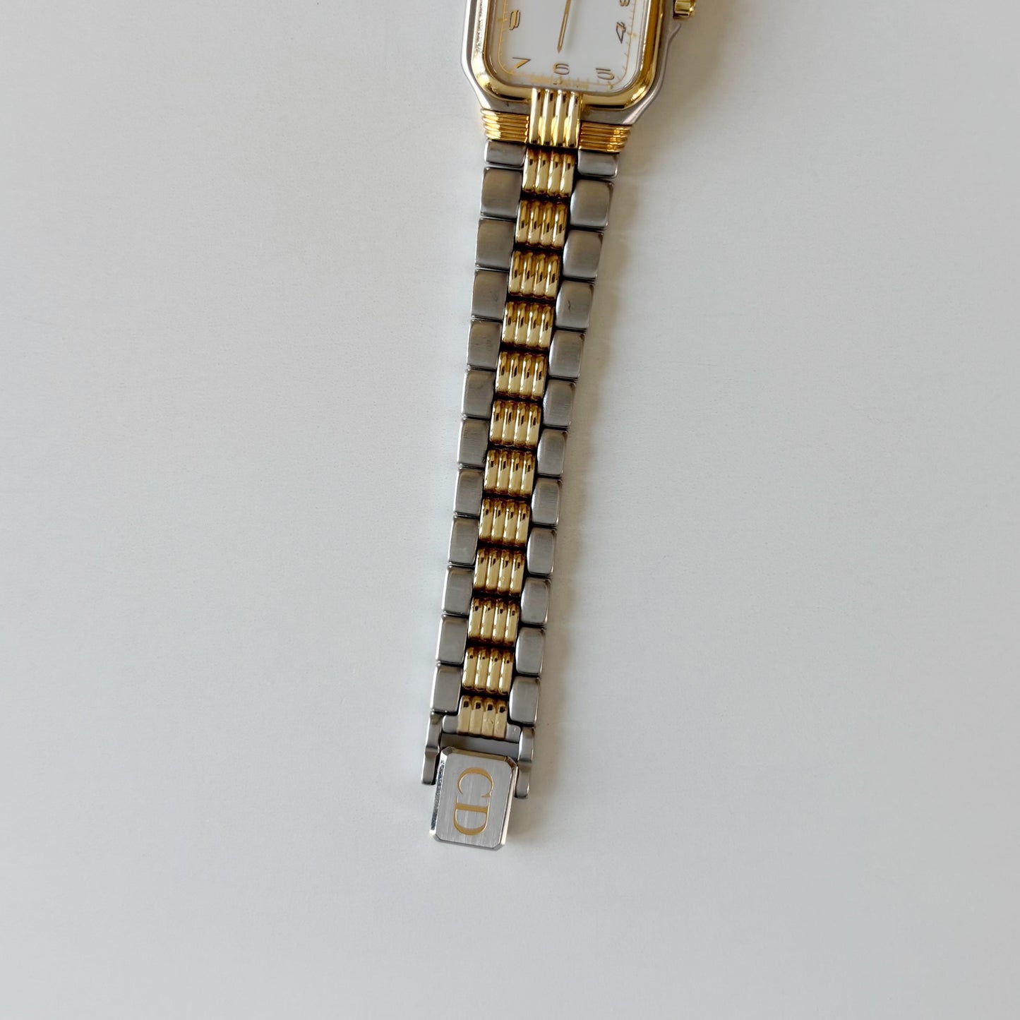 Dior 1980s Tank Two Tone Gold Plated Watch