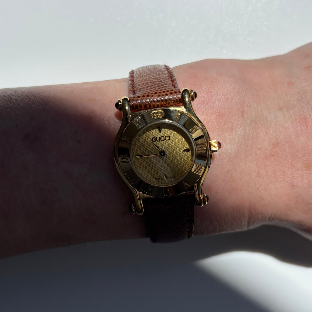 Gucci 1990s Gold Dial Gold Plated Watch
