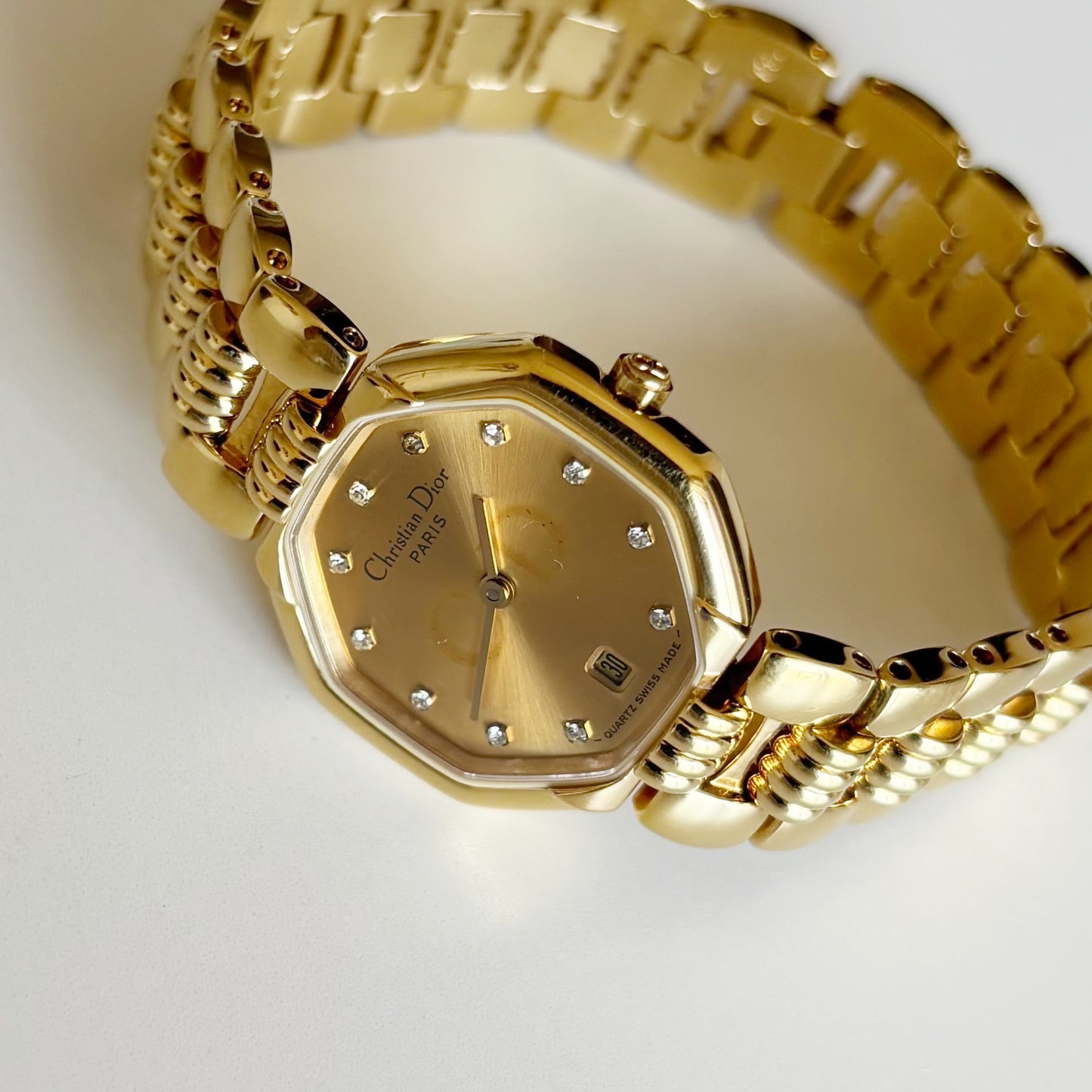 Dior 1990s Octagon Gold Plated Watch
