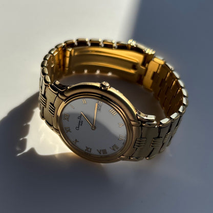 Dior 1990s Date Round Dial Gold Plated Watch (Large)