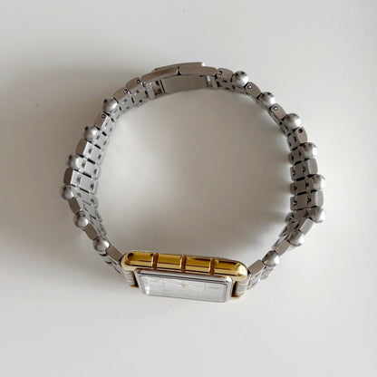 Yves Saint Laurent 1990s Square Dial Two Tone Watch