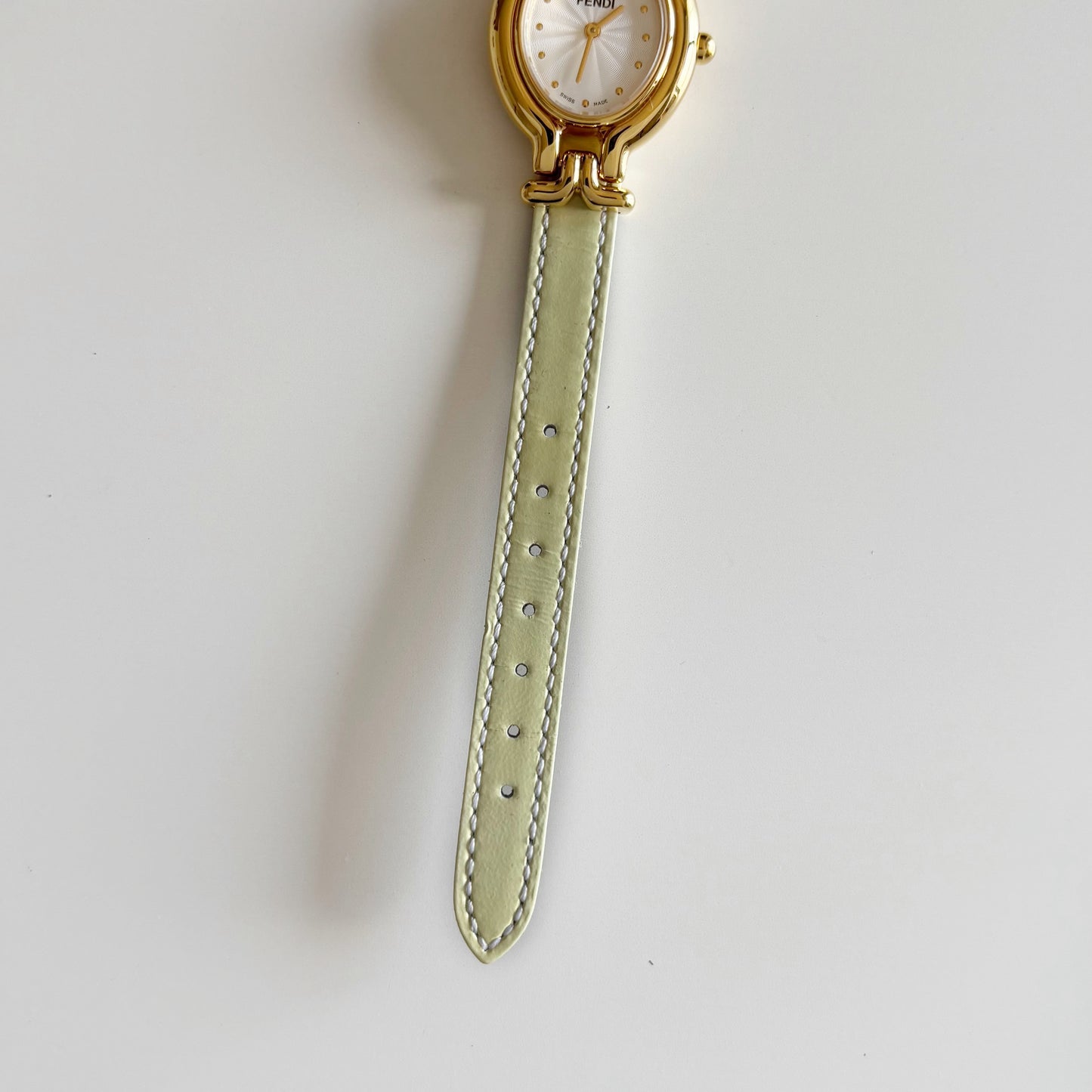 Fendi 1990s Interchangeable Strap Gold Plated Watch with 9 straps, case