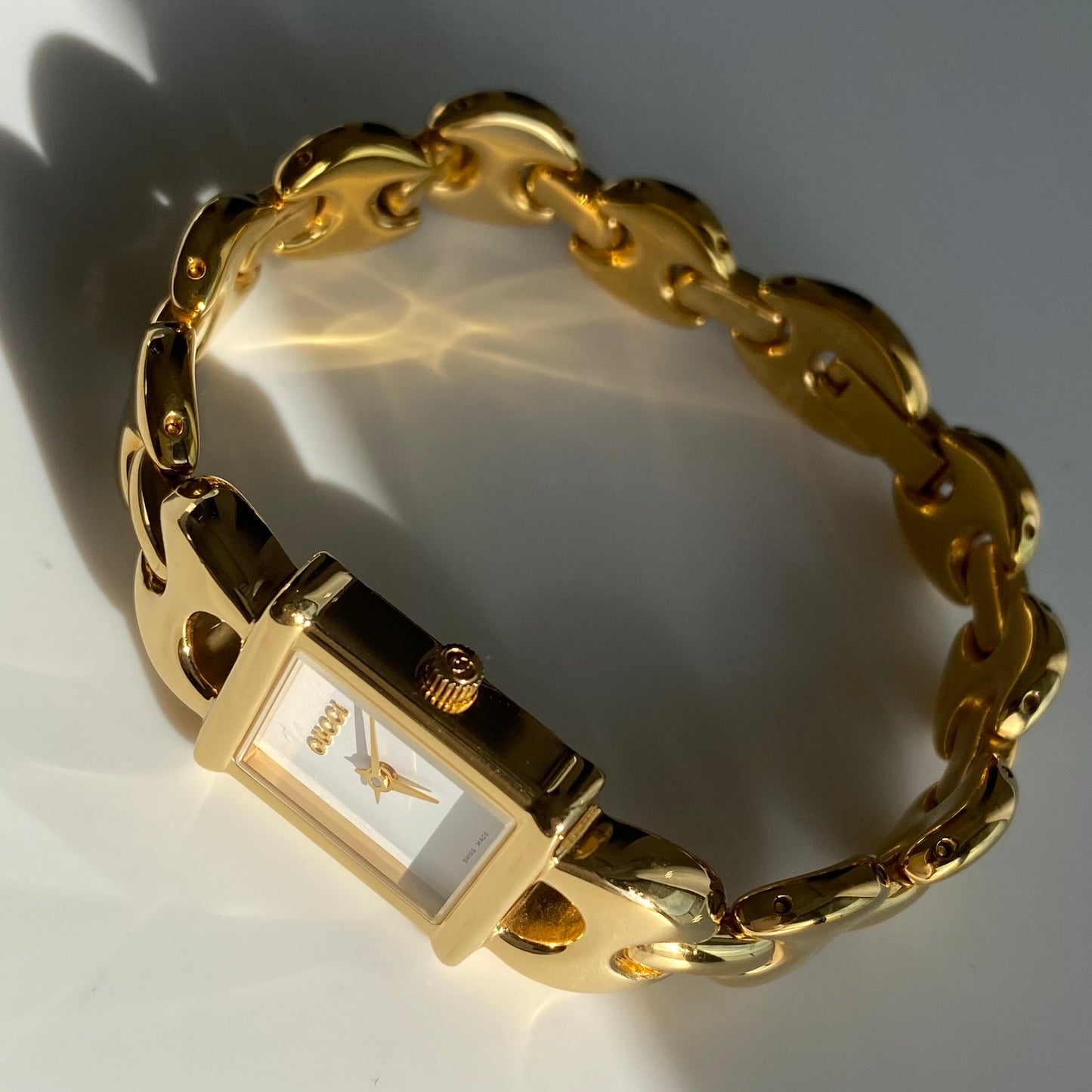 Gucci 1990s Interchangeable Belt Gold Plated Watch with 3 straps, case