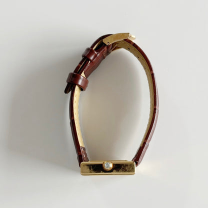 Yves Saint Laurent 1990s Square Dial Gold Plated Watch