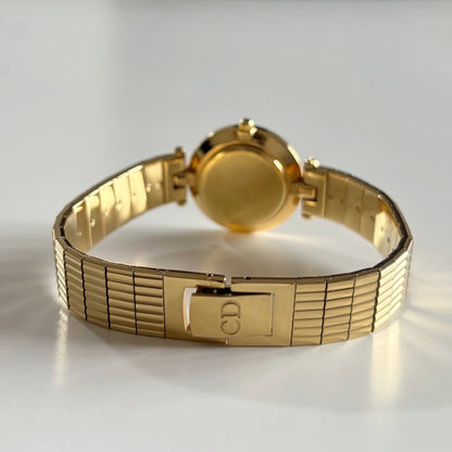 Dior 1990s Round Dial Gold Plated Watch