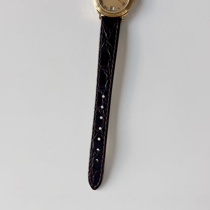 Dior 1990s Date Gold Round Dial Gold Plated Watch