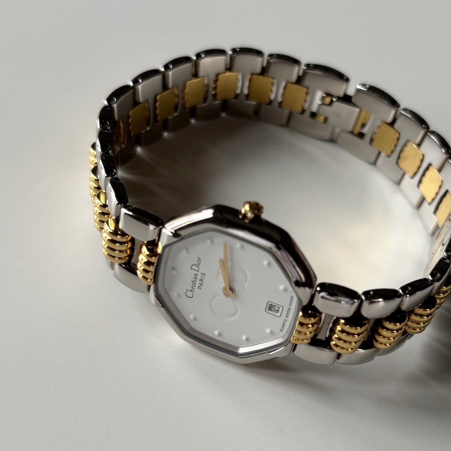 Dior 1990s Date Octagon Two Tone Watch