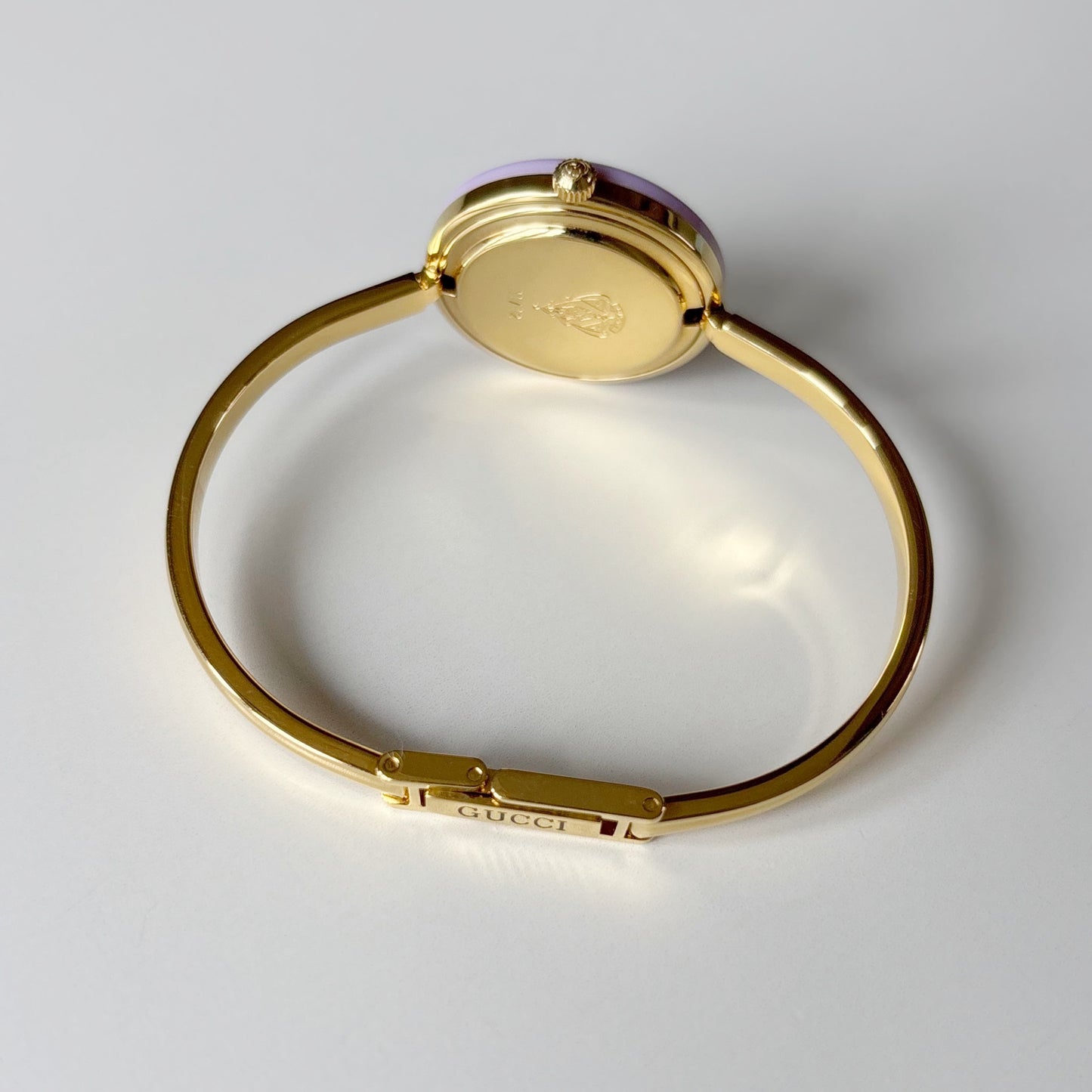 Gucci 1990s Interchangeable Bezel Gold Plated Bangle Watch with 12 bezels, case