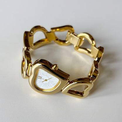 Yves Saint Laurent 1990s Heart Shaped Dial Band Gold Plated Watch (8/1)