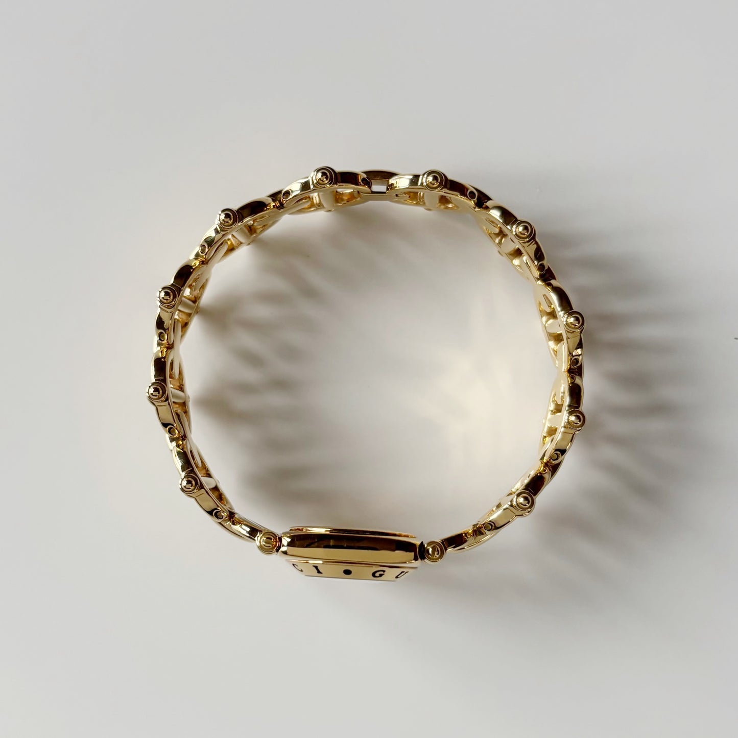 Gucci 1990s Seashell Dial Gold Plated Horsebit Watch