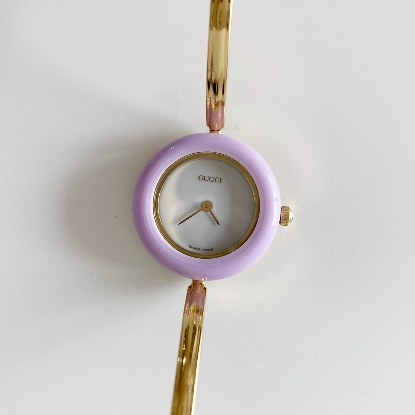 Gucci 1990s Interchangeable Bezel Gold Plated Bangle Watch with 12 bezels, case