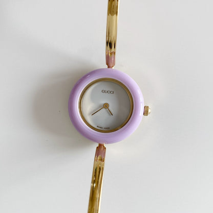 Gucci 1990s Interchangeable Bezel Gold Plated Bangle Watch with 12 bezels, case
