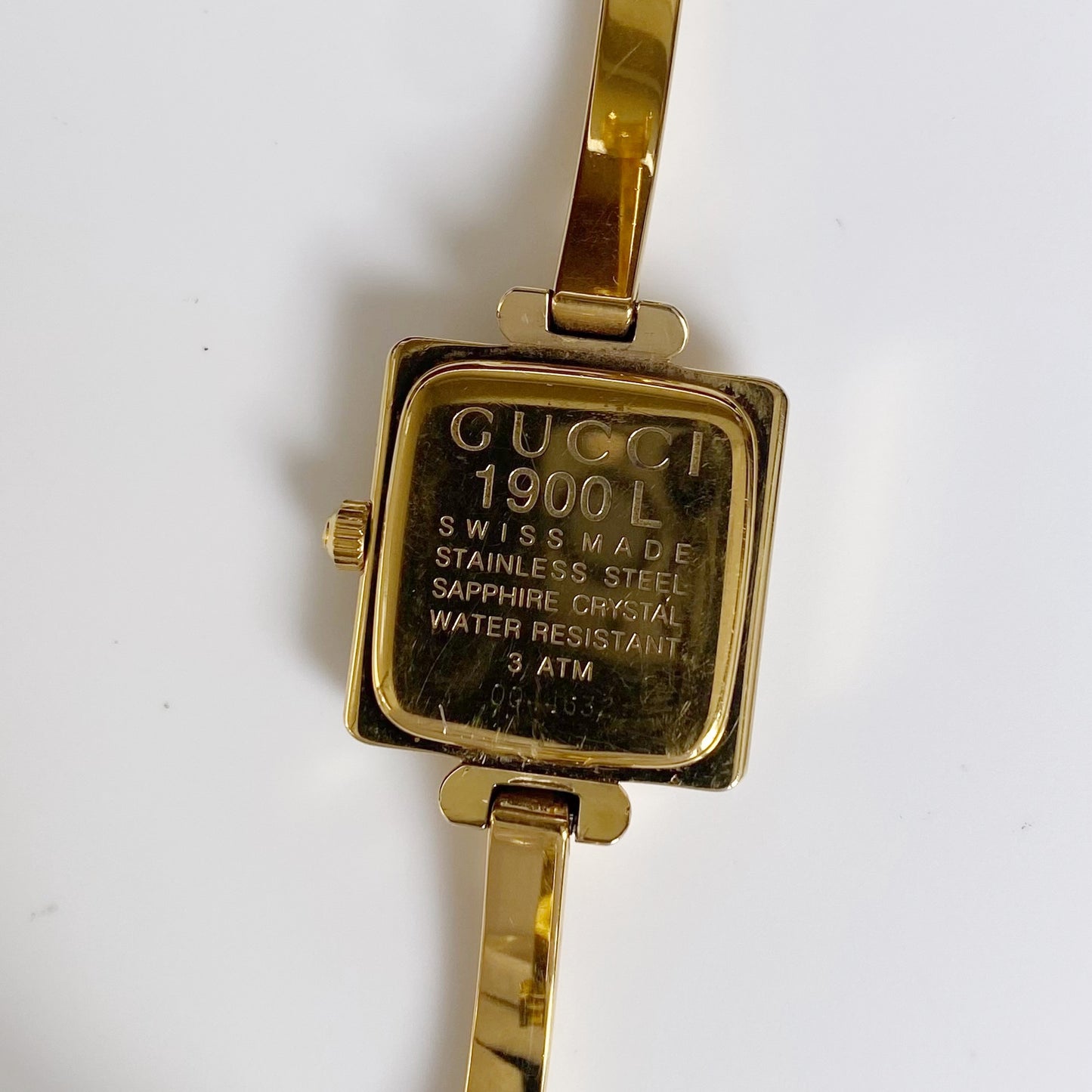 Gucci 1990s Square Gold Plated Bangle Watch