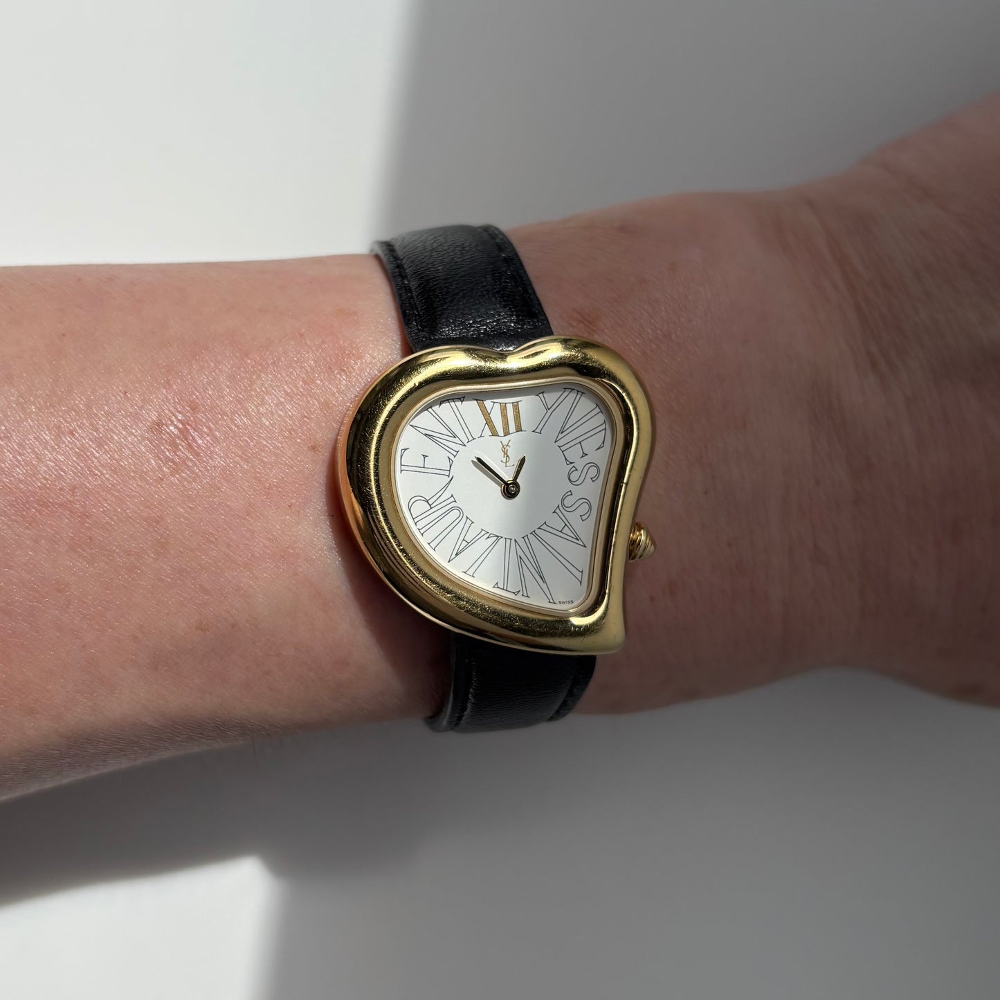 Yves Saint Laurent 1990s Heart Shaped Dial Gold Plated Watch