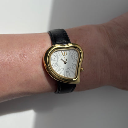 Yves Saint Laurent 1990s Heart Shaped Dial Gold Plated Watch