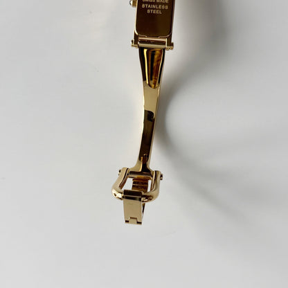 Gucci 1990s Seashell Dial Rectangular Gold-Plated Bangle Watch