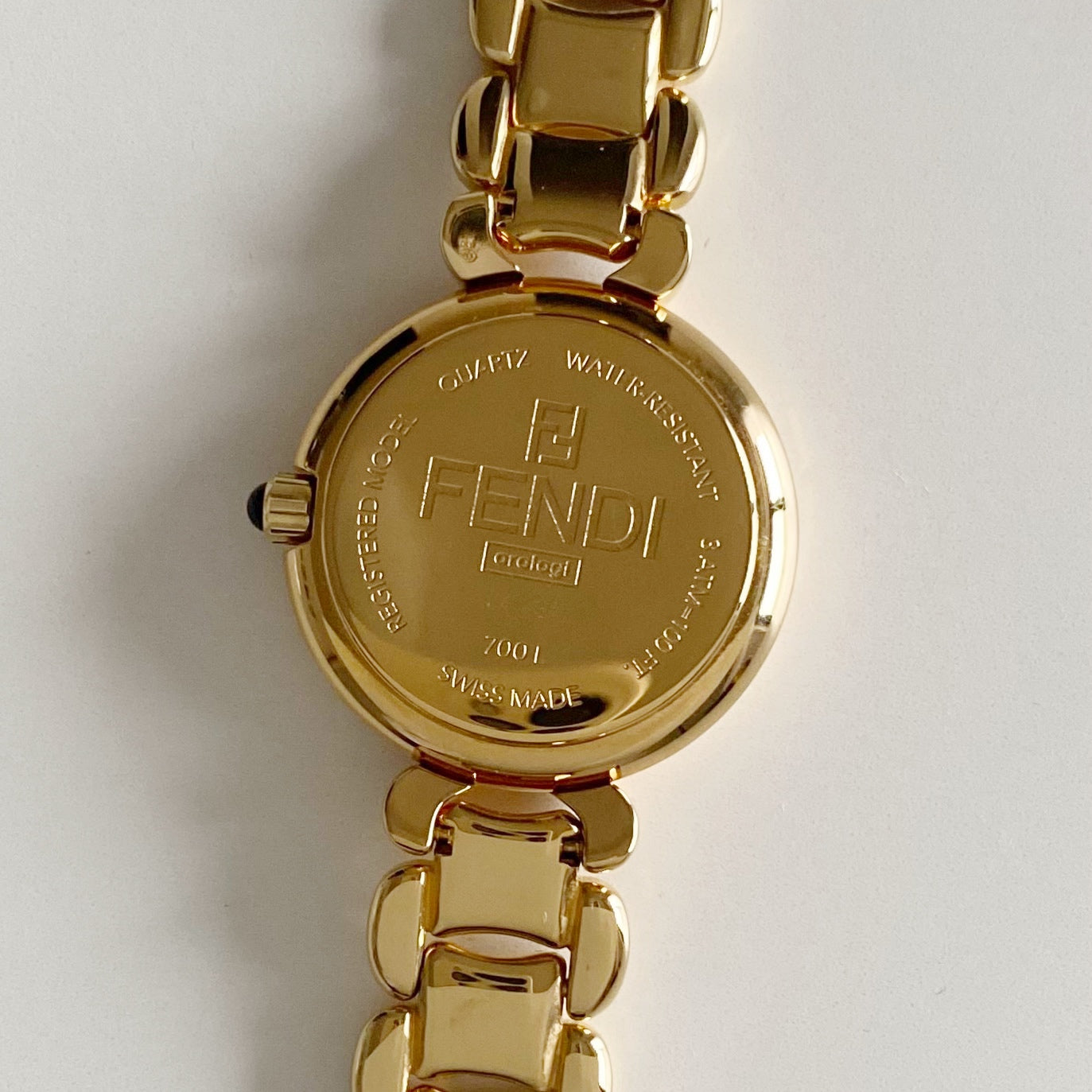 Fendi 1990s Seashell Dial Gold Plated Watch