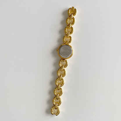 Dior 1990s Round Dial Gold Plated Watch