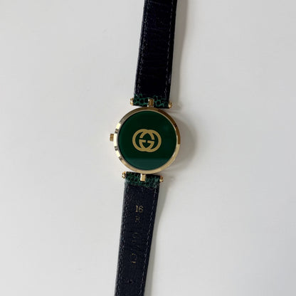 Gucci 1990s Round Dial Sherry Gold-Plated Watch (Large)