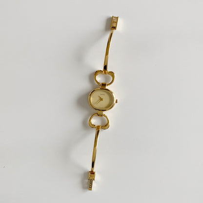 Gucci 1990s Gold Dial Gold Plated Bangle Watch