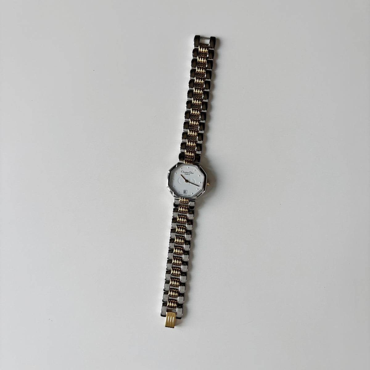 Dior 1990s Octagon Dial Two Tone Gold Plated Watch